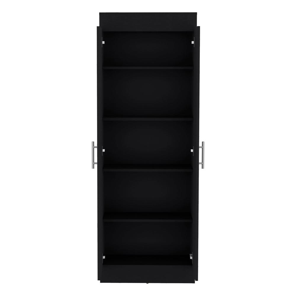 Teller Pantry Cabinet with 5 Shelves, Black -Kitchen. Picture 2