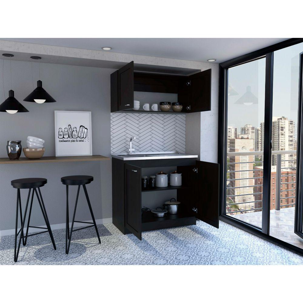 DEPOT E-SHOP Agate Cabinet Set, Two Parts Set, Countertop-Black, For Kitchen. Picture 5