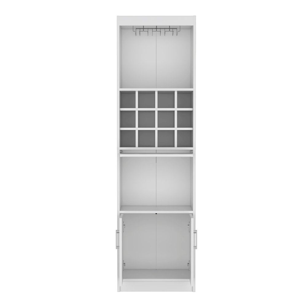 Bar Cabinet 5-Tier, Wine Cabinet, 12 Bottle Cubbies, 5 Shelves, White. Picture 2