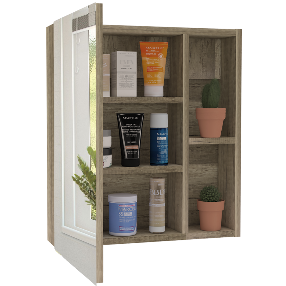 Andes Medicine Cabinet With Mirror Weathered Oak. Picture 4