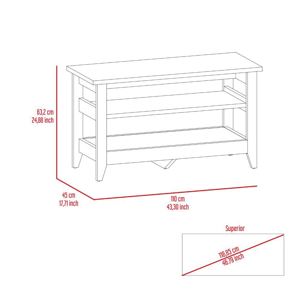 DEPOT E-SHOP Mason Storage Bench, Two Open Shelves, Four Legs, Countertop-Light Oak, For Living Room. Picture 5