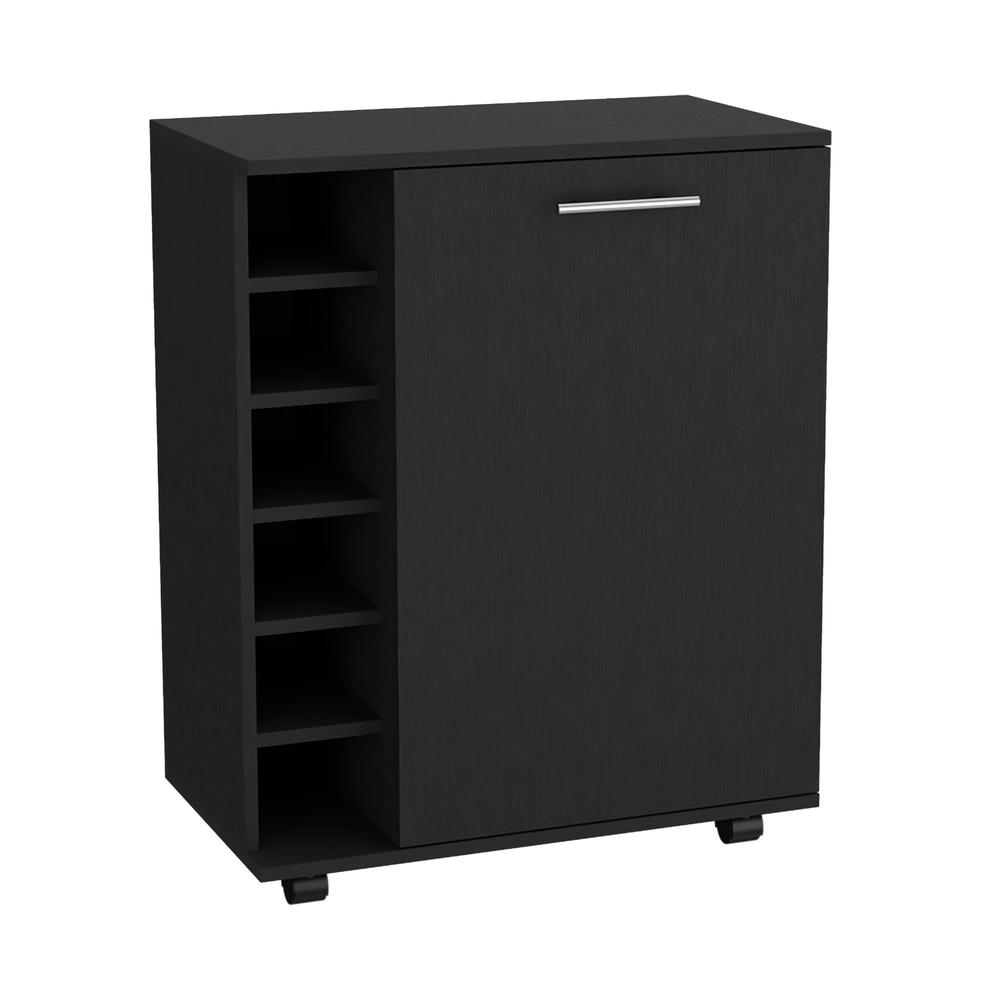 Bar Cart Sleek Mobile Cocktail Station with Built-in Bottle Storage. Picture 7