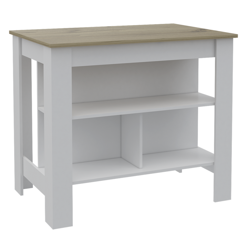 Antibacterial Delos Kitchen Island White-Light Oak. Picture 1