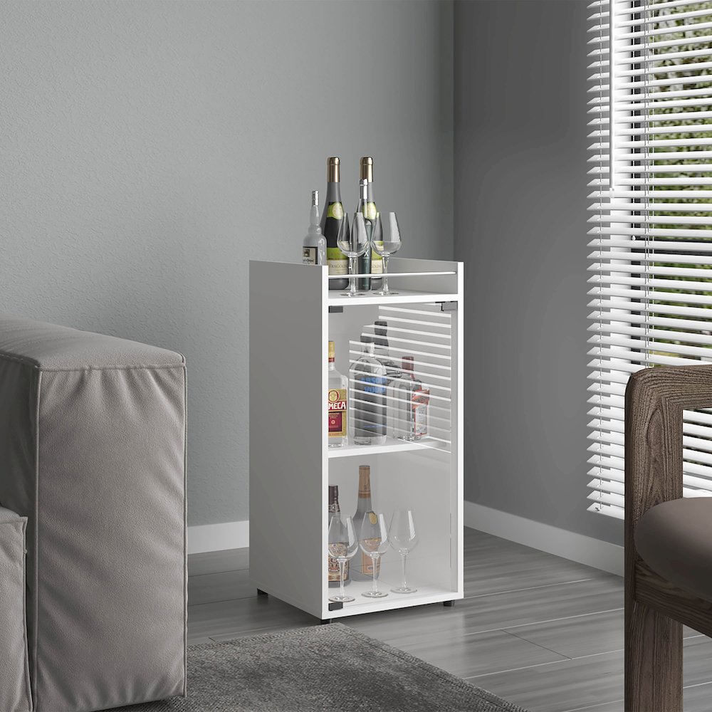 Boon Minibar Cabinet, 1 Glass Door, 3 Shelves, White. Picture 7