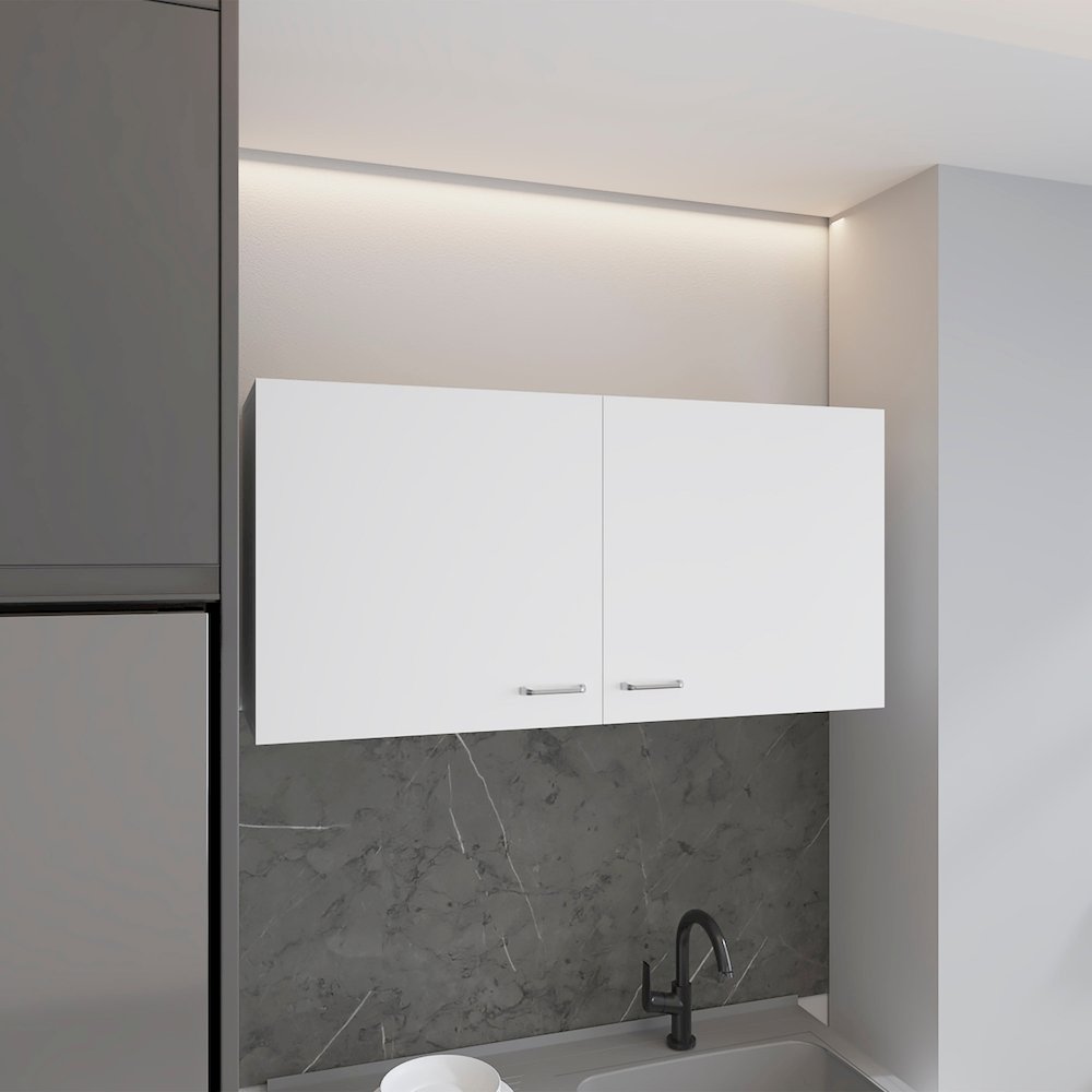Wall cabinet 19"H, two Doors, two internal Shelves, White. Picture 4