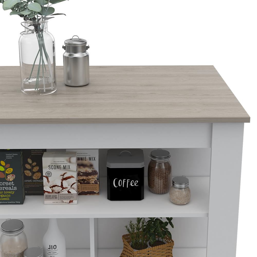 Antibacterial Delos Kitchen Island White-Light Grey. Picture 6