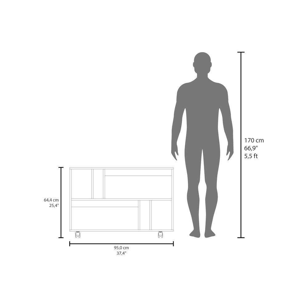 Lacey Console Table Cart, 5 Shelves, 4 Casters, White. Picture 2