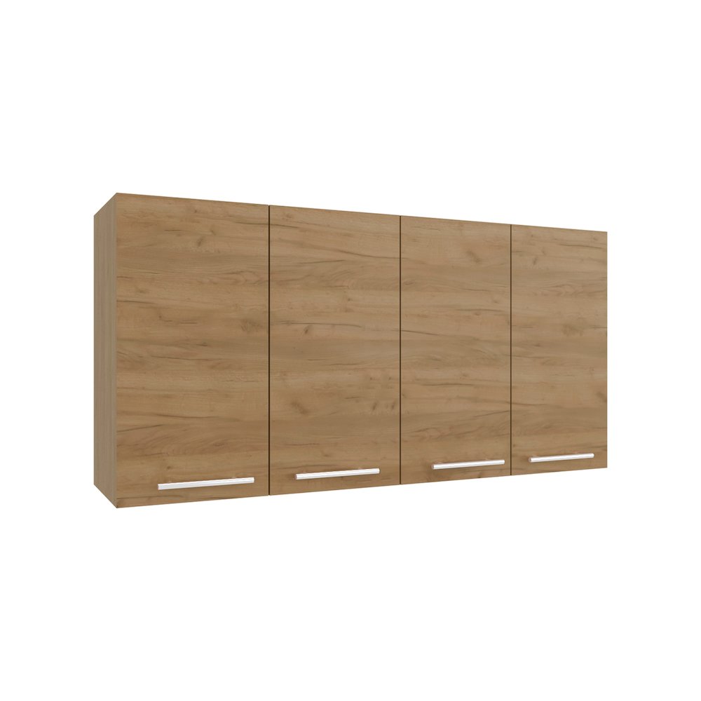 Oceana 120 Wall Cabinet, Four Doors, Two Cabinets, Two Shelves, Natural Oak. Picture 3