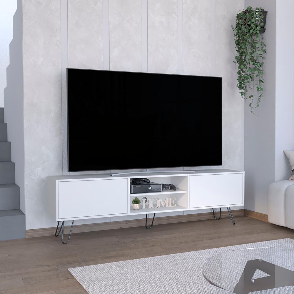 Waco TV Rack, Hairpin Stand with Spacious Storage and Cable Management Holes. Picture 5