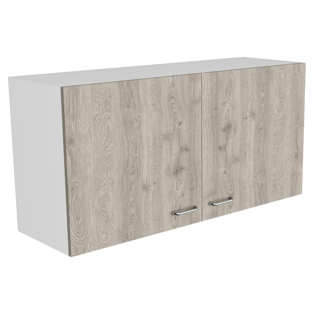 DEPOT E-SHOP Alder Wall Cabinet, Two-Door Cabinet, Internal Shelf-Light Grey, For Kitchen. Picture 2