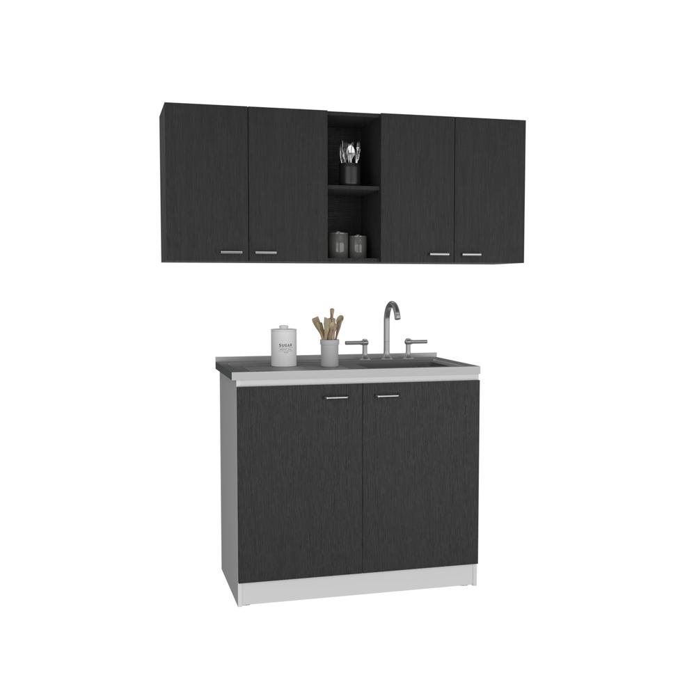 Luther 2 Piece Kitchen Set, Olimpo 150 Wall Cabinet  + Utility Sink With Cabinet. Picture 1