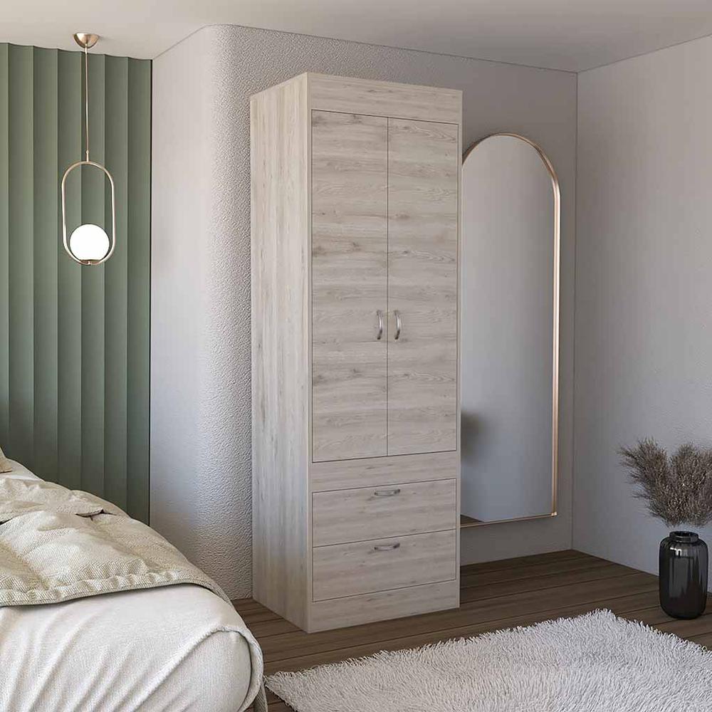 Portugal Armoire, Double Door Cabinet, Two Drawers, Metal Handles, Rod. Picture 6