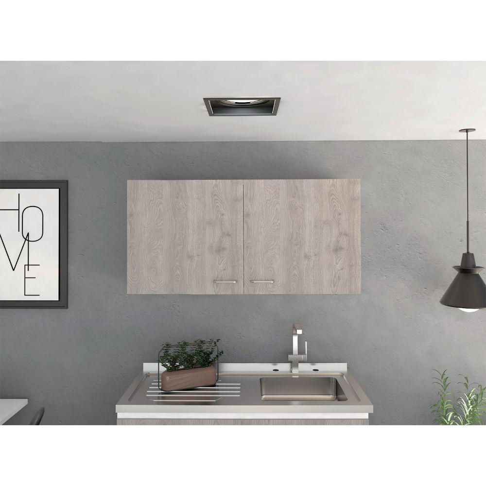 DEPOT E-SHOP Alder Wall Cabinet, Two-Door Cabinet, Internal Shelf-Light Grey, For Kitchen. Picture 1