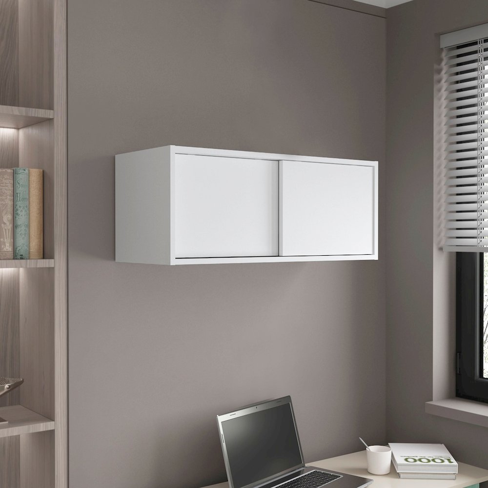 Slana Wall Cabinet, 2 Sliding doors, 1 Shelf, White. Picture 6