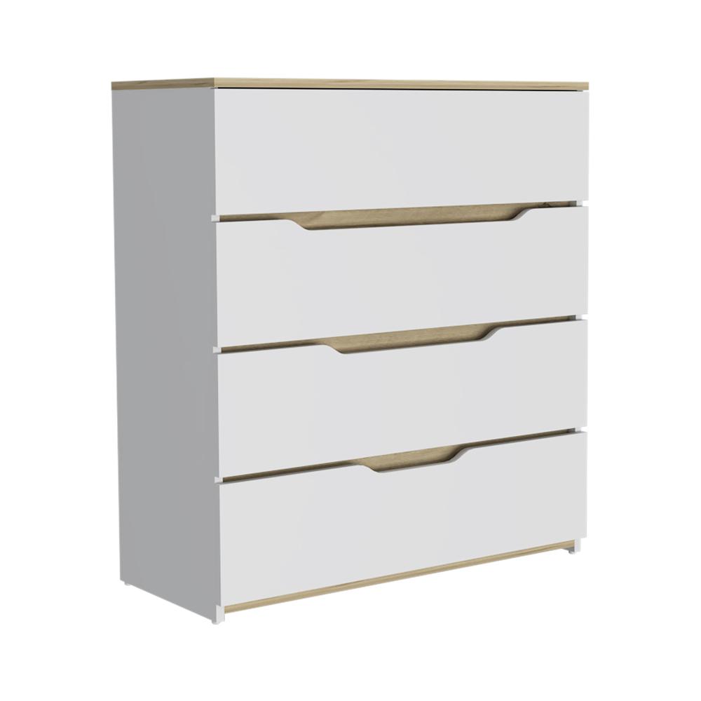 DEPOT E-SHOP Aralia Drawer Dresser-Four Drawers, Countertop-White/Light Oak, For Bedroom. Picture 1