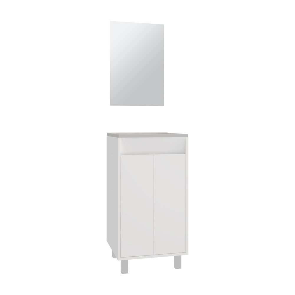 Ingold Bathroom Set, Cabinet with Sink, 2 Doors, 4 Legs, 2 Shelves, 1 Mirror. Picture 3