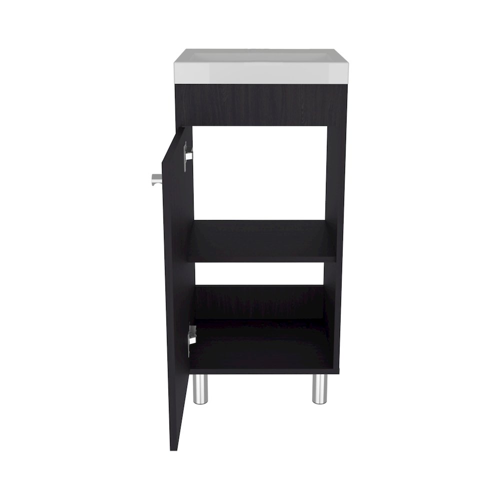 Valdez Bathroom Vanity, 1 Door, 4 Legs, 2 Shelves, Black Wengue. Picture 2