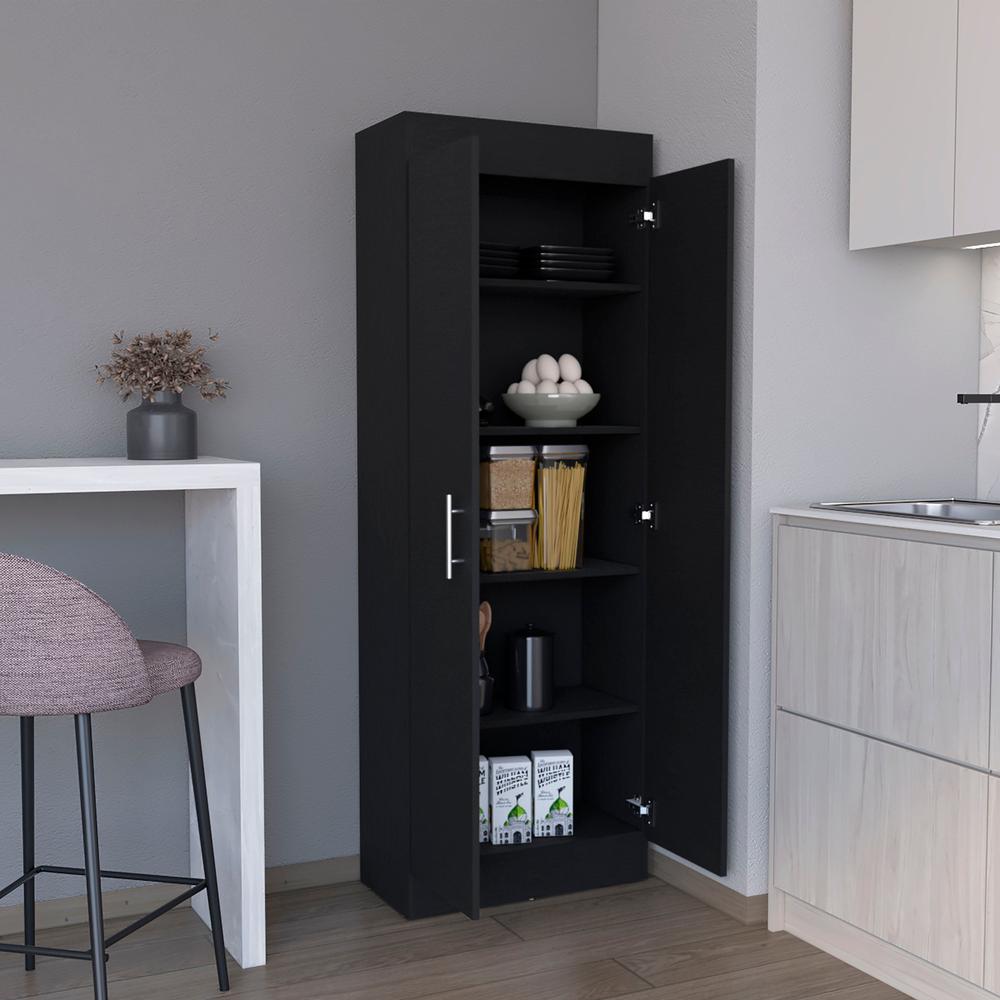Teller Pantry Cabinet with 5 Shelves, Black -Kitchen. Picture 6