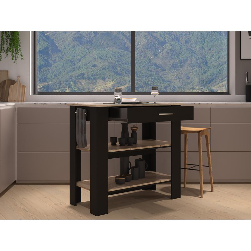 Delos 40Kitchen Island Black-Light Oak. Picture 8