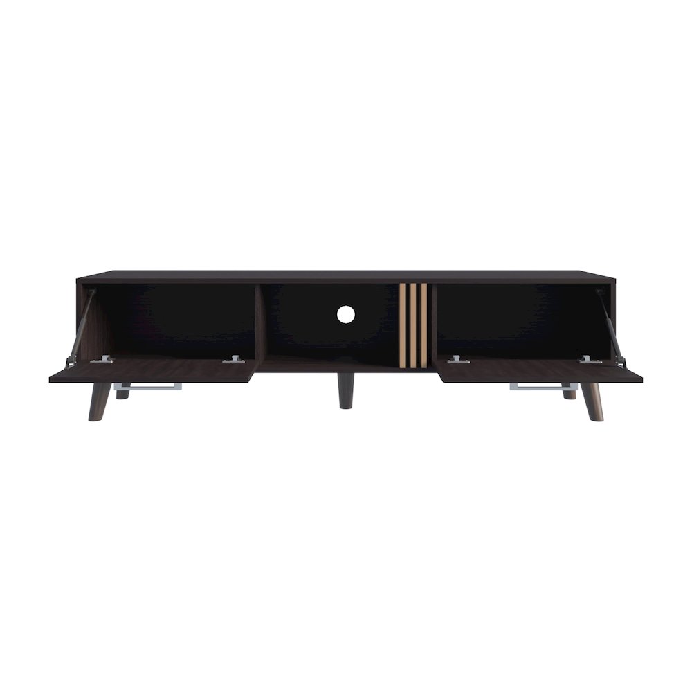 Lankin TV Stand, 2 Doors, 1 Shelf, Black / Natural Oak. Picture 3