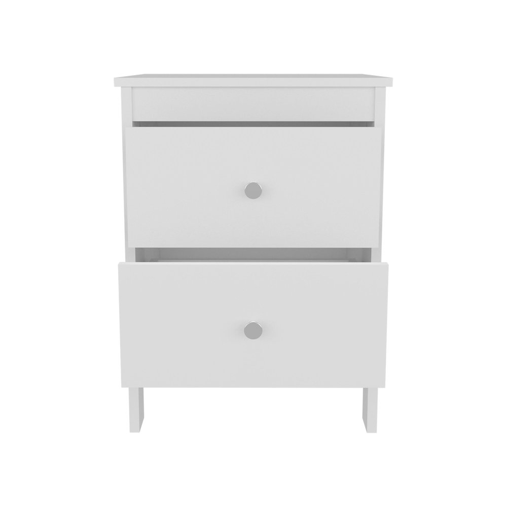 Norge Nightstand, 2 Drawers, White. Picture 2
