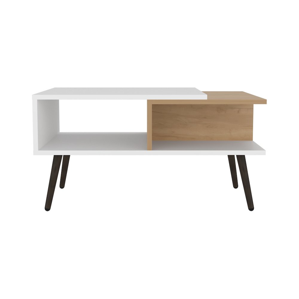 Drexel Coffee Table, 2 Shelves, White / Natural Oak. Picture 7
