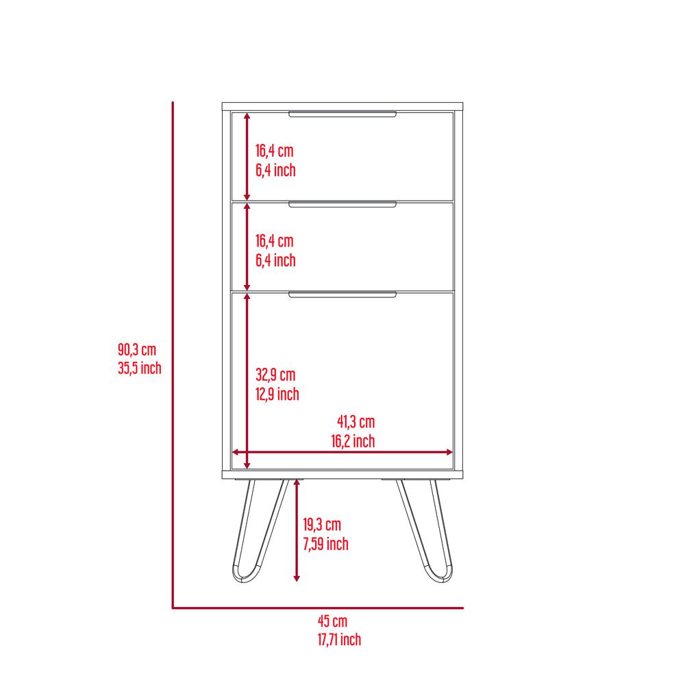 DEPOT E-SHOP Valerian Light Dresser- Countertop,Three Drawers, Four Steel Legs-Light Oak, For Bedroom. Picture 4
