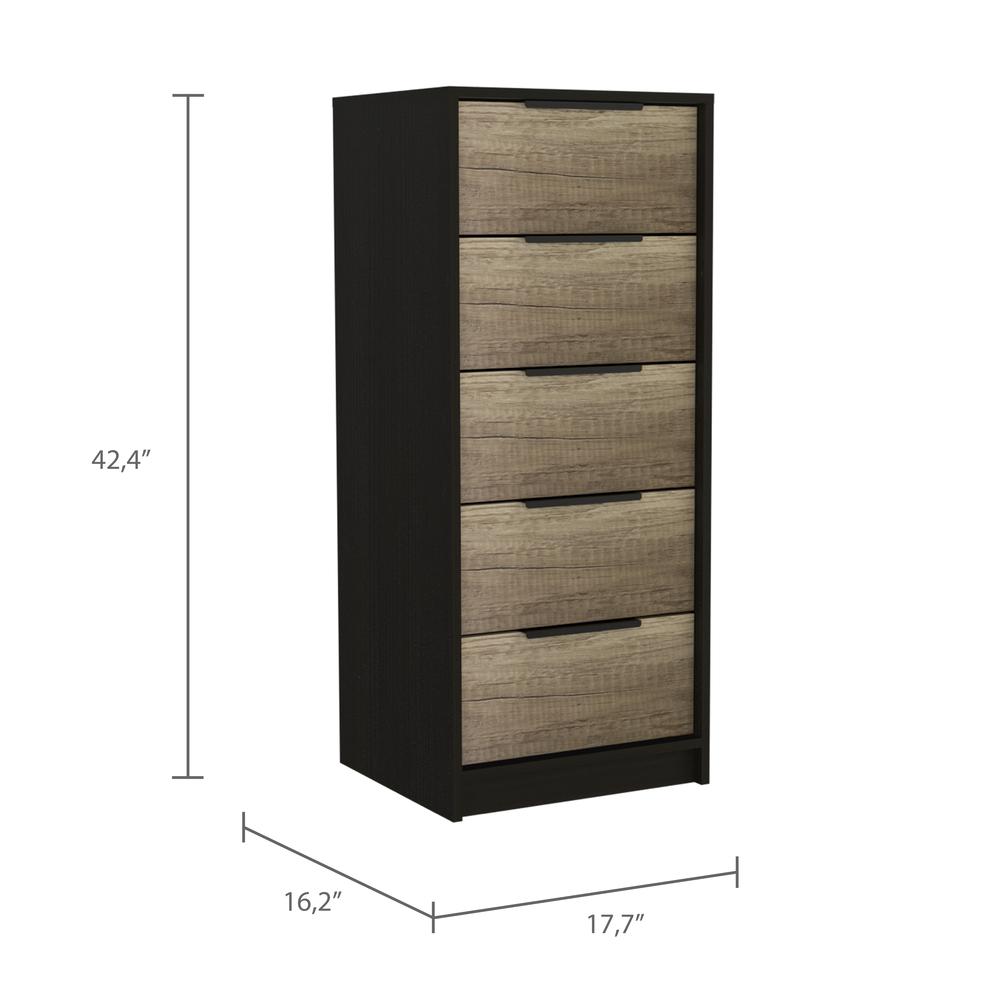 Egeo 5 Drawer Dresser Black Wengue. Picture 3