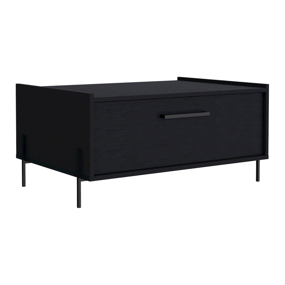 Juneau Coffee Table, 1 shelf, 4 legs, Black. Picture 1