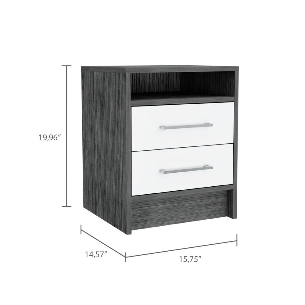 Leyva Nightstand - Smoky Oak/White. Picture 3