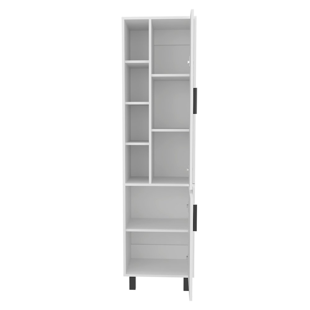 Nicut Storage Cabinet, 2 Doors, 9 Shelves, 4 Legs, White. Picture 2