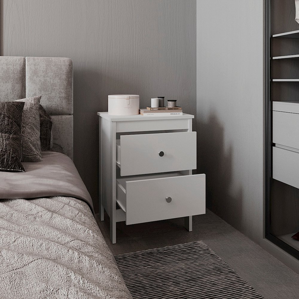 Norge Nightstand, 2 Drawers, White. Picture 8