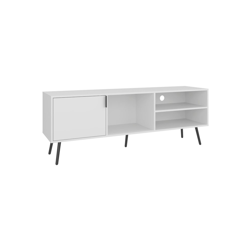 Ekwok TV Stand, 1 Door, 3 Shelves, White. Picture 1