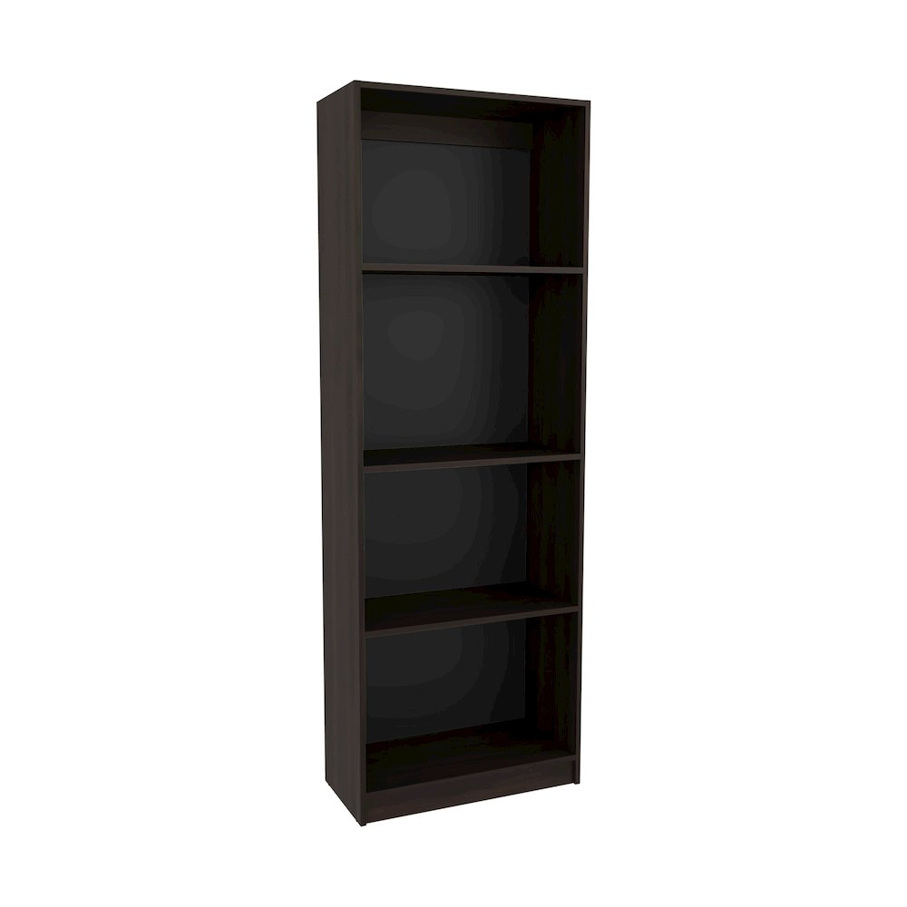 Vinton Bookcase with Spacious Tier-Shelving Design, Dark Walnut / Black Wengue. Picture 7