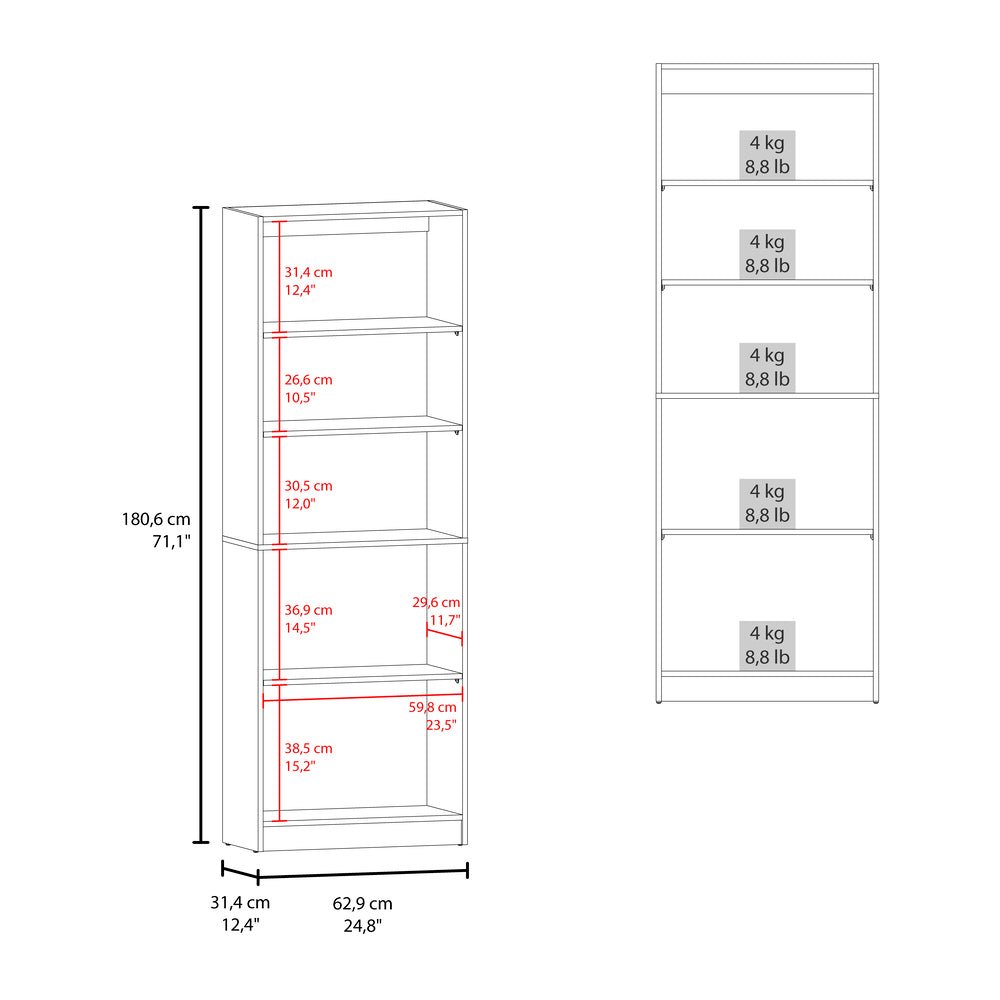 Vinton 2-Door Bookcase with Upper Shelves, Natural Oak / White. Picture 5