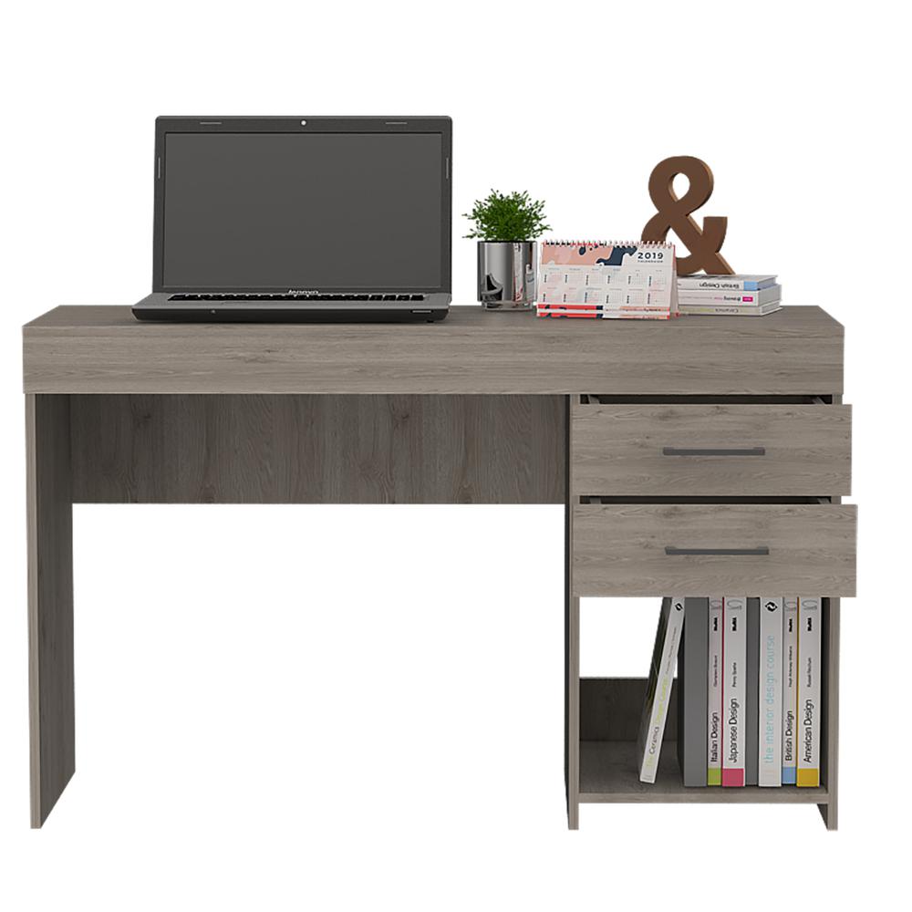 Maui 2 Drawers Computer Desk Light Grey. Picture 4