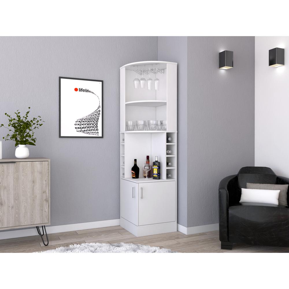 Egina Corner Bar Cabinet - White. Picture 5