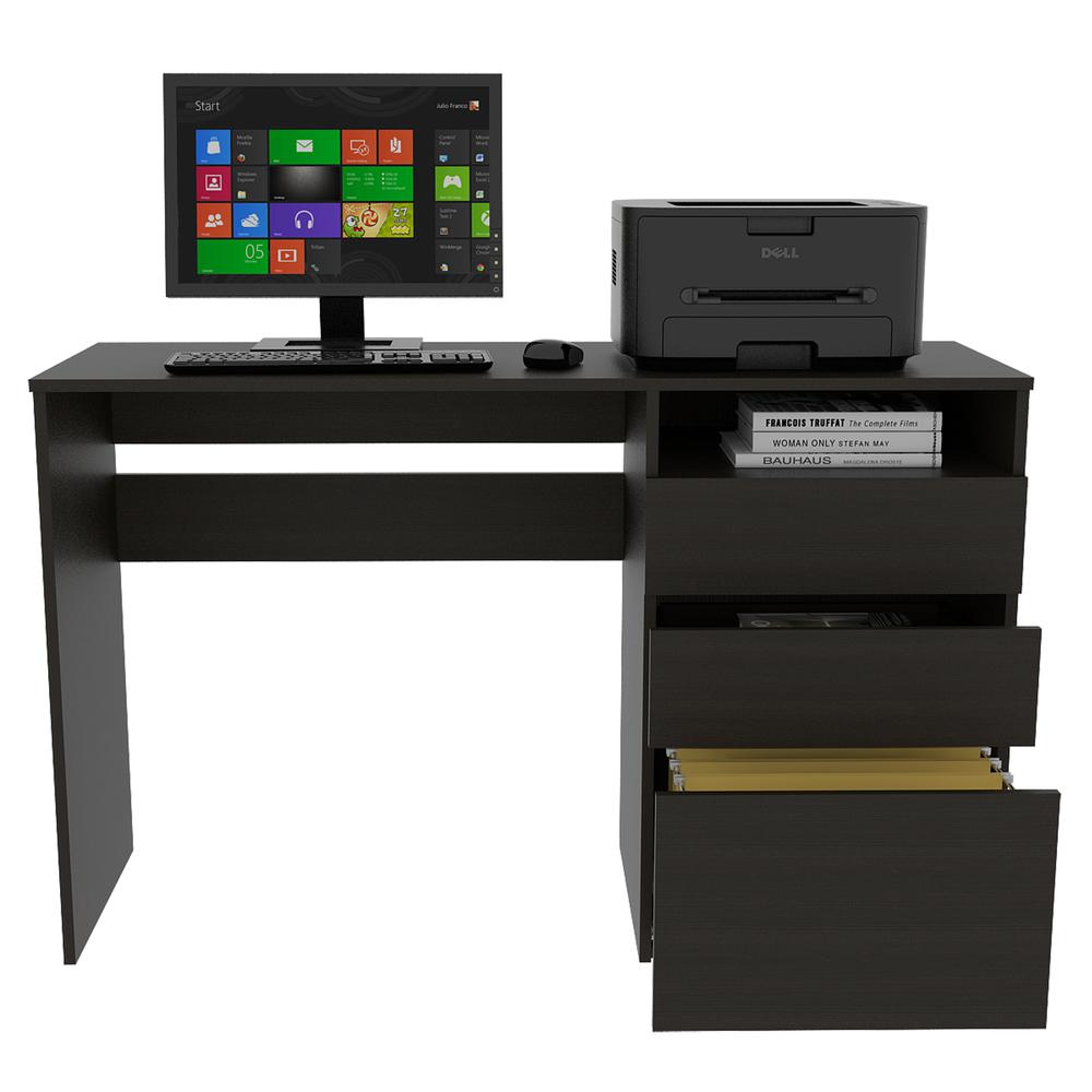 Kenai 3 Drawers Computer Desk Black Wengue. Picture 4