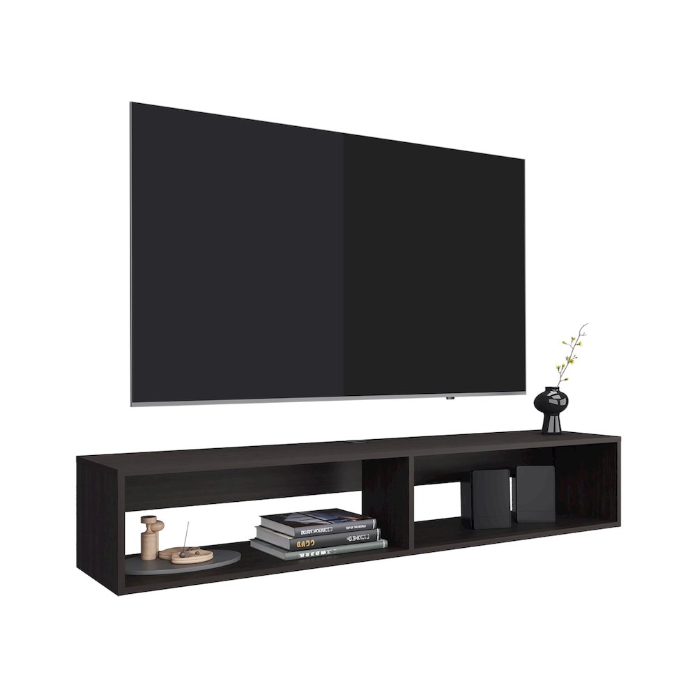 Lakes TV Stand with 2 Shelves, Black Wengue. Picture 3