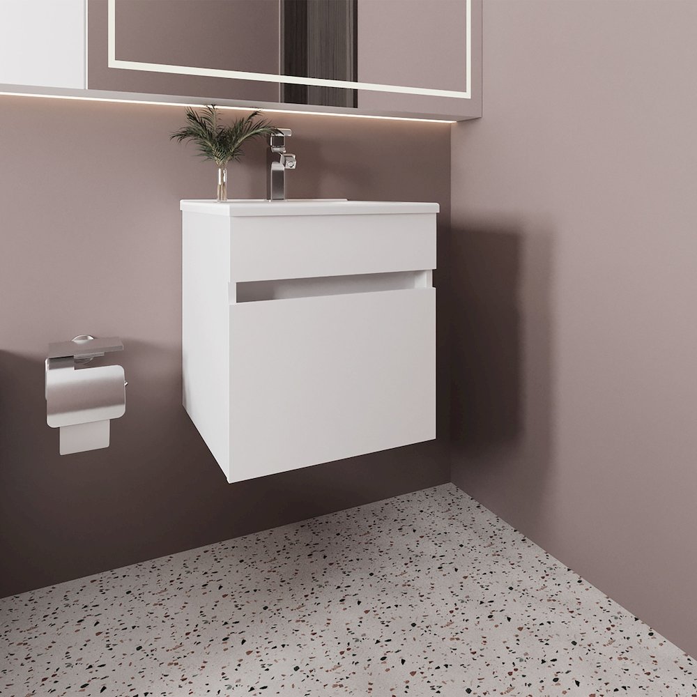 Naknek Bathroom Vanity, 1 Door, White. Picture 7