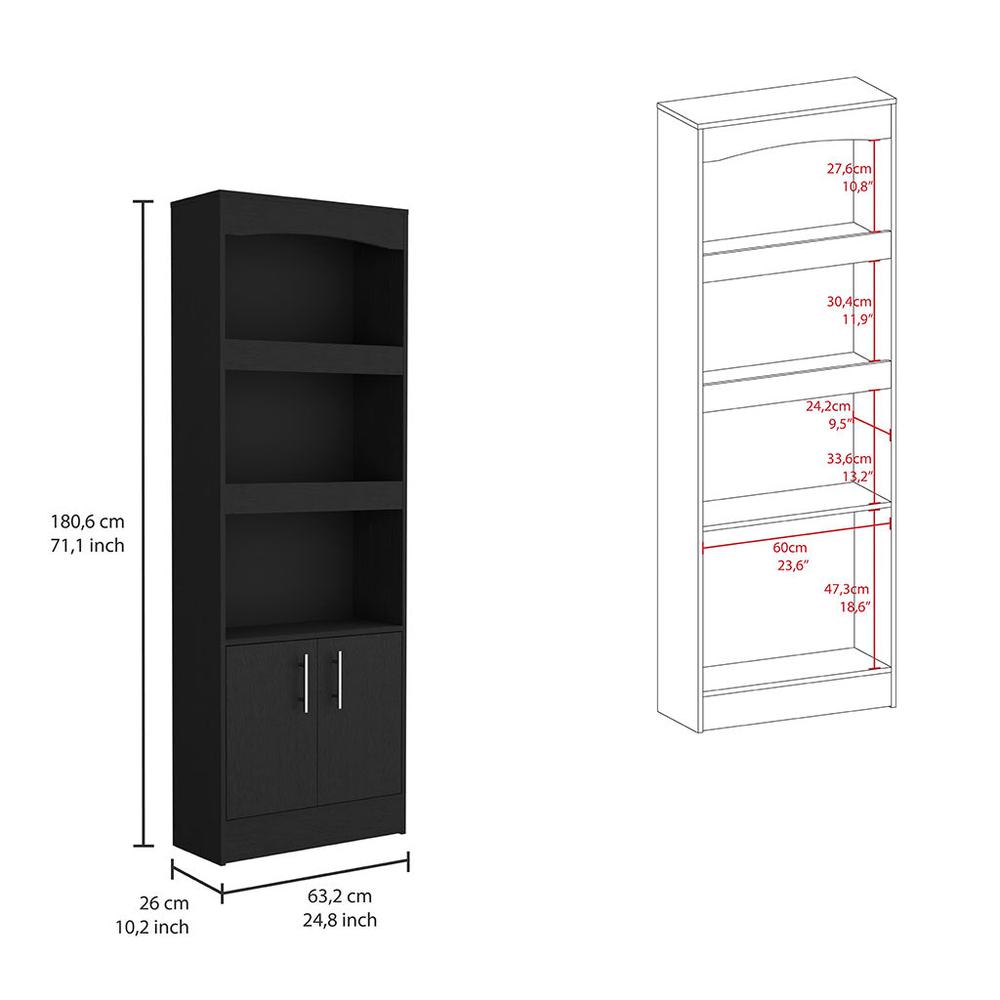 Detroit 2 Piece Office Set, Dozza Bookcase + Aramis Desk, Black. Picture 4