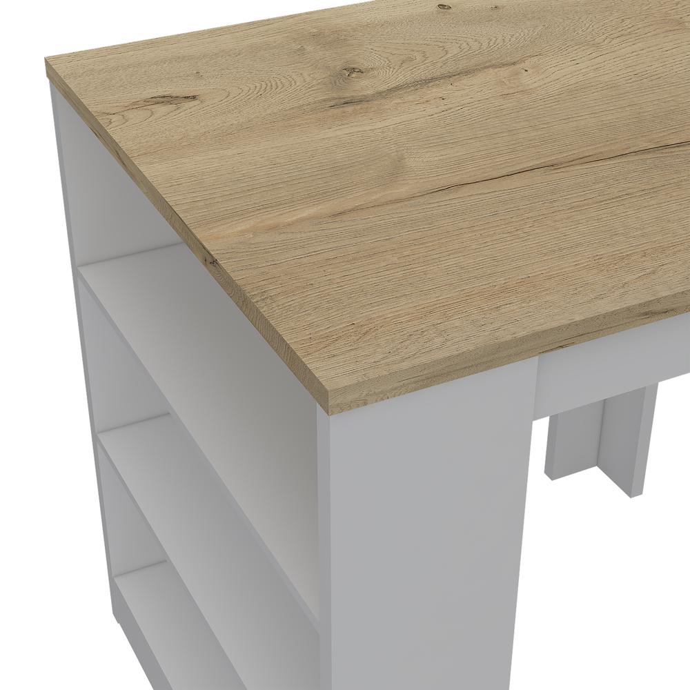 Milos Kitchen Island Table White-Light Oak. Picture 6