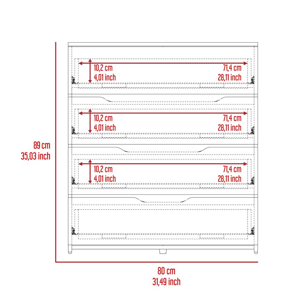 DEPOT E-SHOP Aralia Drawer Dresser-Four Drawers, Countertop-Black/Light Oak, For Bedroom. Picture 4