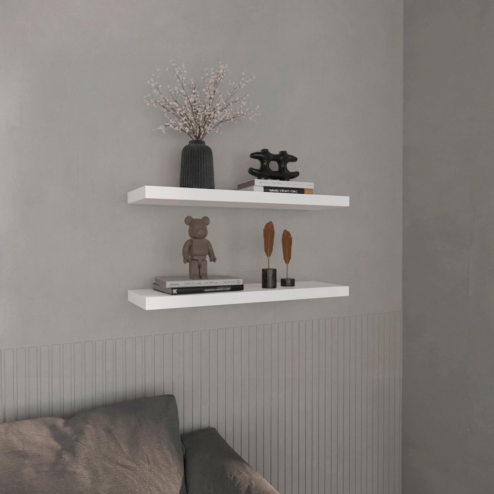 Belville Floating Shelves, 2 Shelves, 1.50" H, White. Picture 6