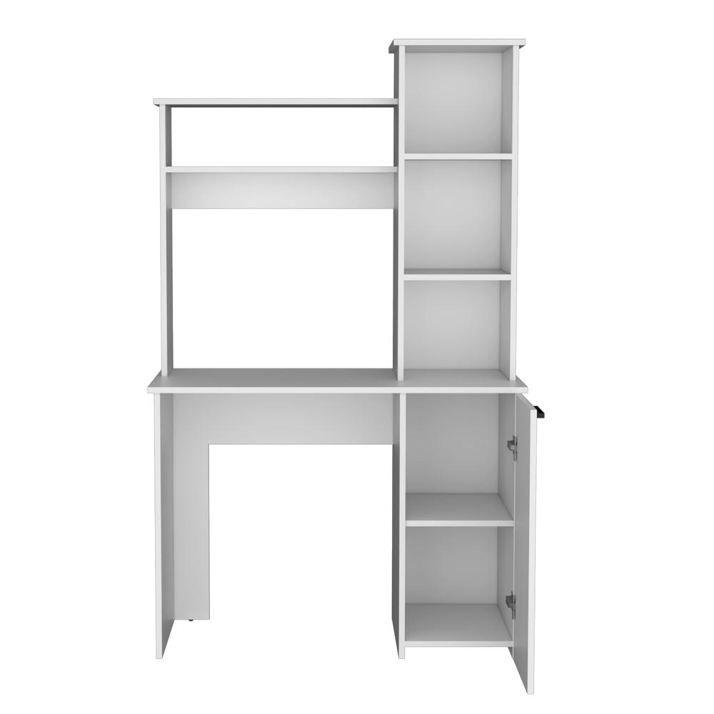 Computer Desk with Ample Work Surface, Hutch Storage and Single Door Cabinet. Picture 1