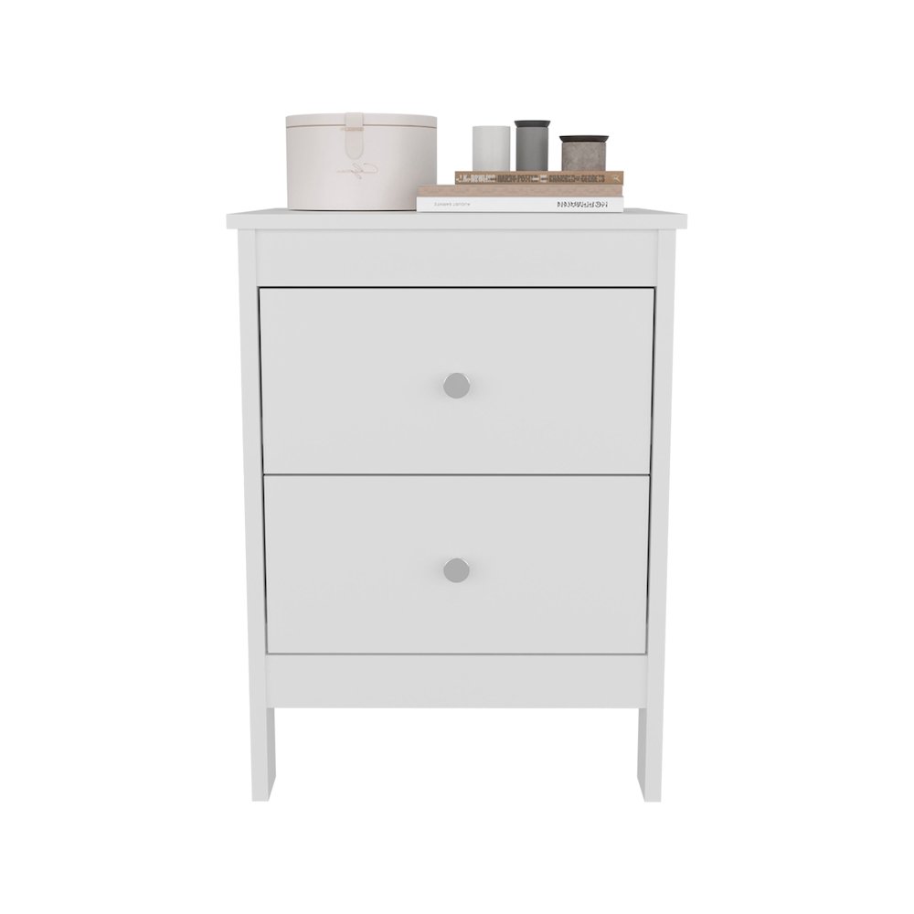 Norge Nightstand, 2 Drawers, White. Picture 1
