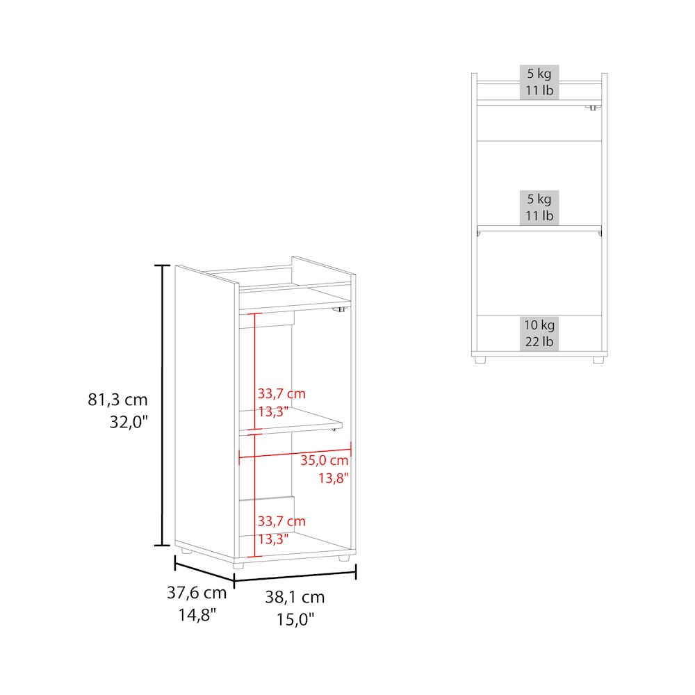 Boon Minibar Cabinet, 1 Glass Door, 3 Shelves, White. Picture 6