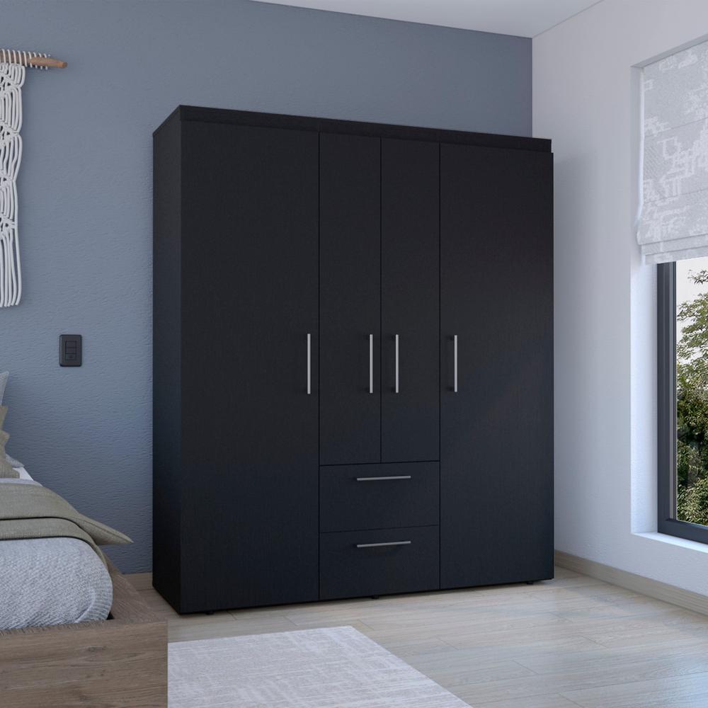 Valier Wardrobe, Deluxe Armoire with Multiple Storage Options and Metal Accents. Picture 5