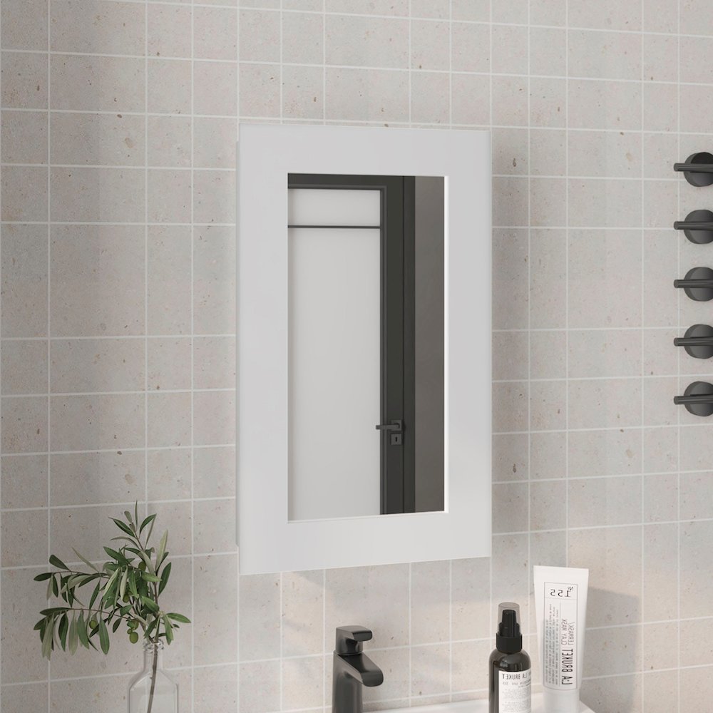 Kiana Medicine Cabinet, 1 Door, 3 Shelves, 25.70" H, 1 Mirror, White. Picture 6