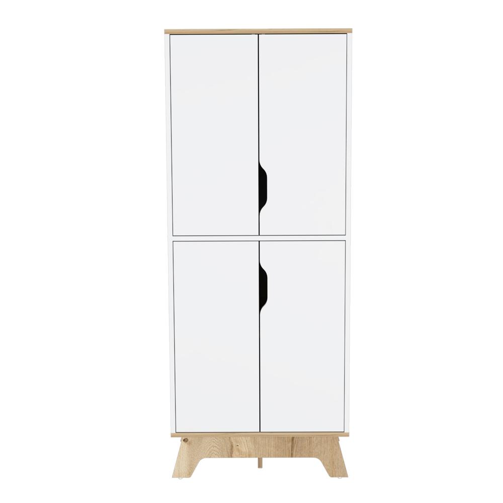 DEPOT E-SHOP Ankara Double Kitchen Pantry, Two-Door Cabinet, Four Legs, Four Shelves, Countertop- Light Oak-White, For Kitchen. Picture 2